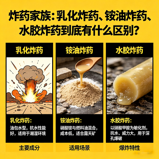 洱源炸药家族：乳化炸药、铵油炸药、水胶炸药到底有什么区别？